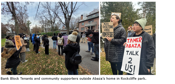 Bank Block Tenants and community supporters outside Abaza’s home in Rockcliffe park